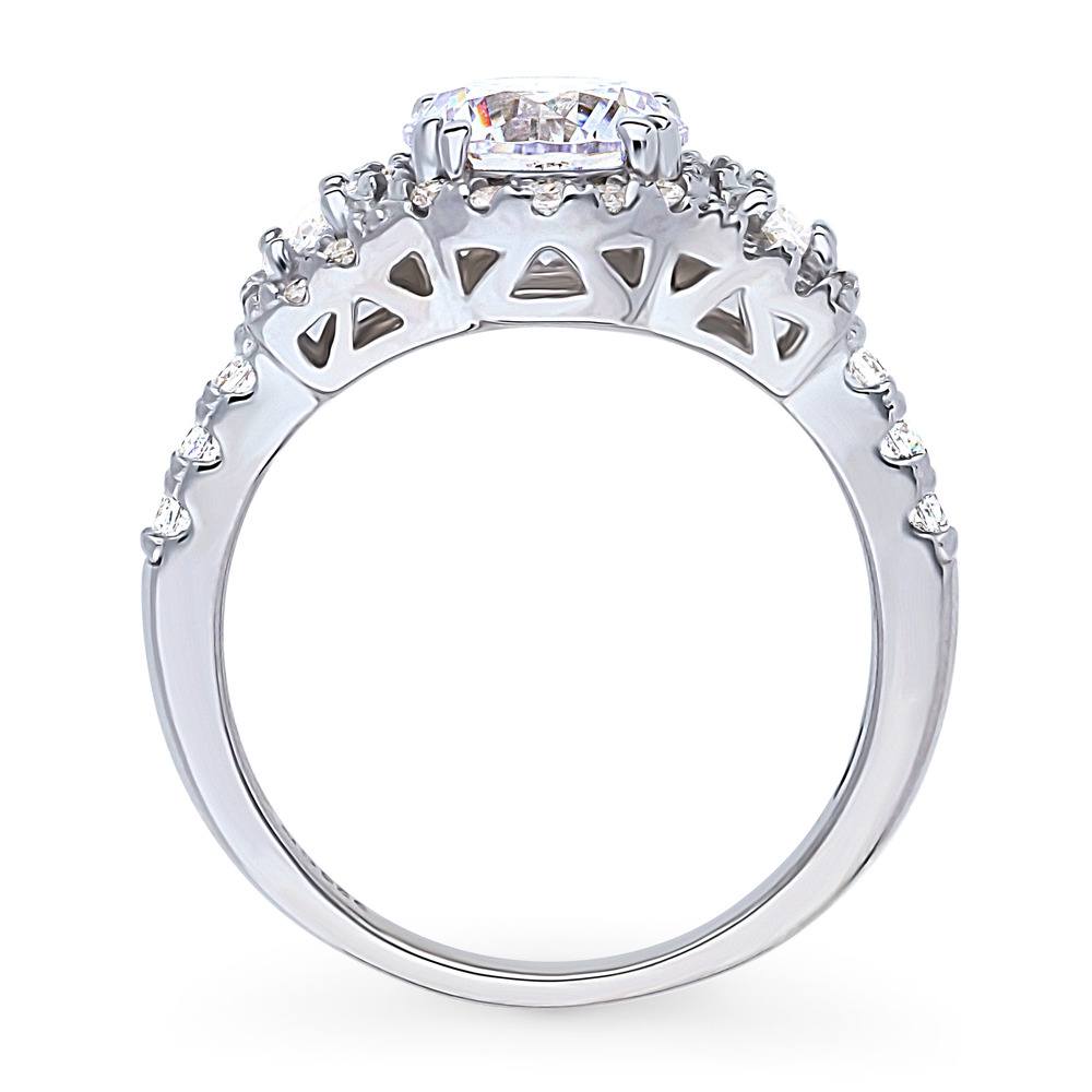 Alternate view of 3-Stone Halo Art Deco 1.6ct CZ Ring in Sterling Silver, 8 of 11