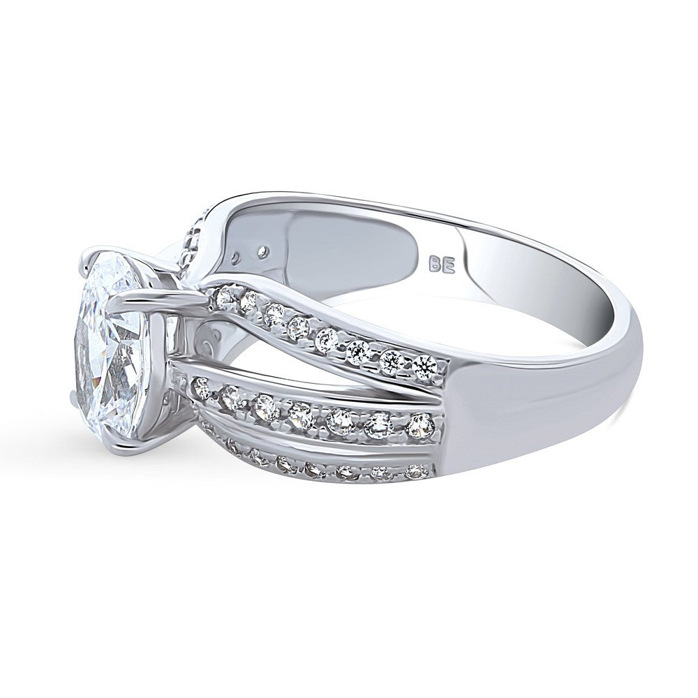 Angle view of Solitaire 1.8ct Oval CZ Ring in Sterling Silver, 5 of 9