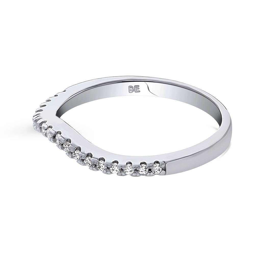 Angle view of CZ Curved Eternity Ring in Sterling Silver, 5 of 9