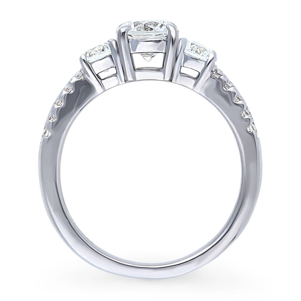 Alternate view of 3-Stone Round CZ Ring in Sterling Silver, 8 of 9