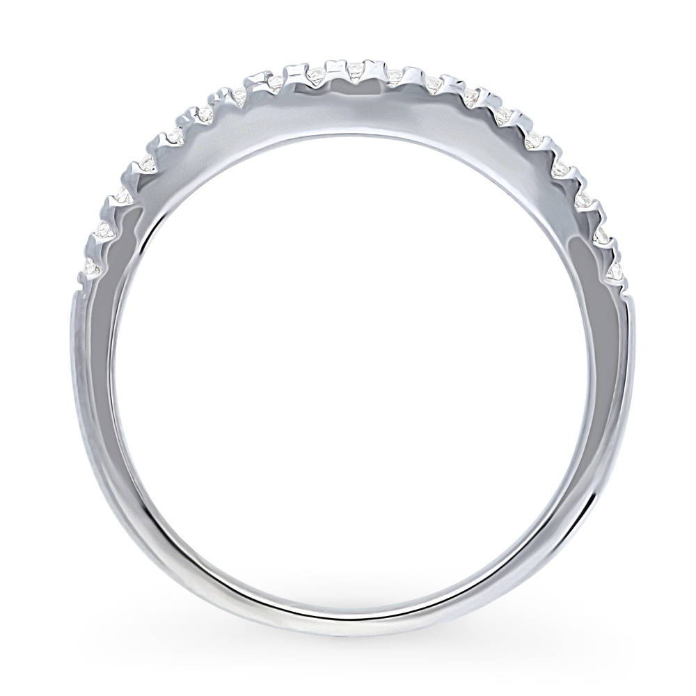 CZ Curved Half Eternity Ring in Sterling Silver