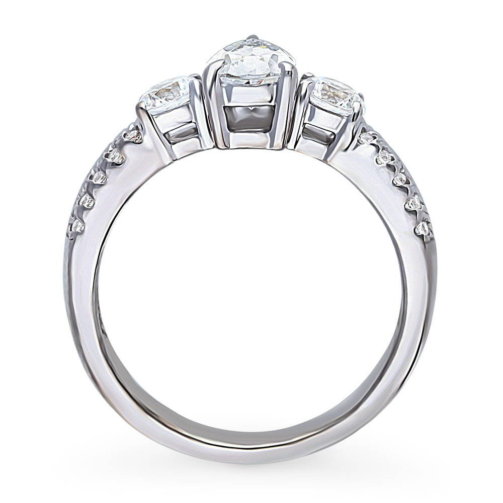 Alternate view of 3-Stone Pear CZ Ring in Sterling Silver, 8 of 9