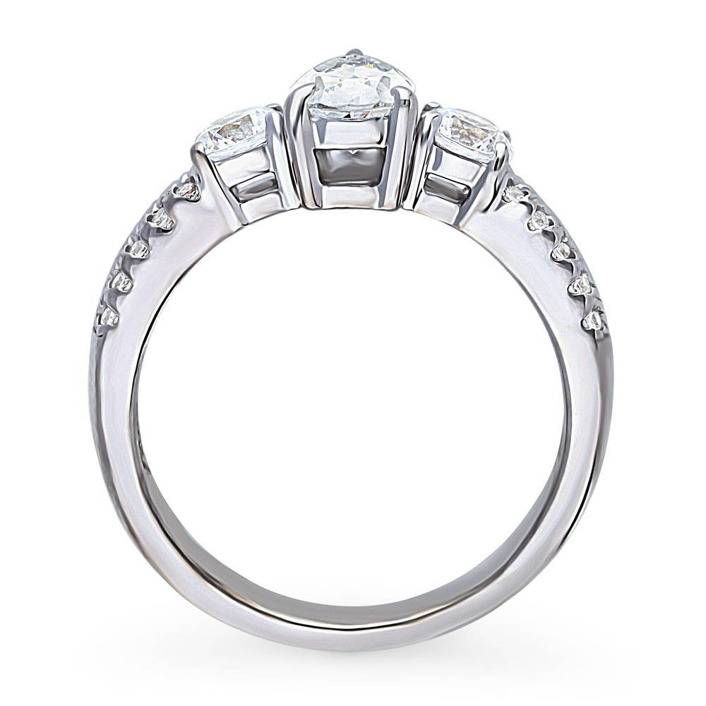 Alternate view of 3-Stone 0.8ct Pear CZ Ring in Sterling Silver, 8 of 9