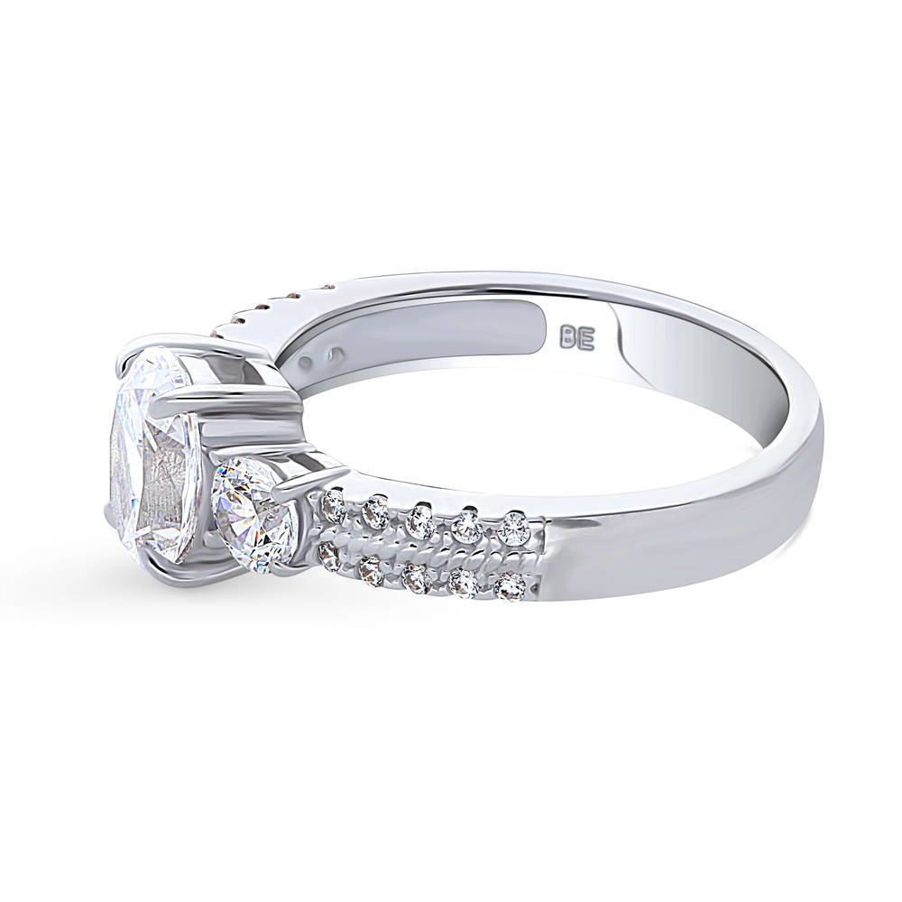 Angle view of 3-Stone Oval CZ Ring in Sterling Silver, 5 of 9