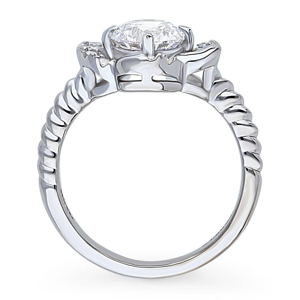 Alternate view of Flower CZ Ring in Sterling Silver, 8 of 9