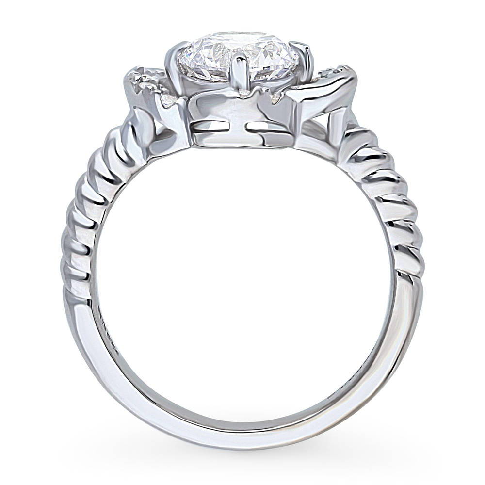 Alternate view of Flower CZ Ring in Sterling Silver, 8 of 9