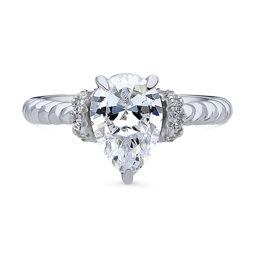 Woven Solitaire CZ Ring in Sterling Silver