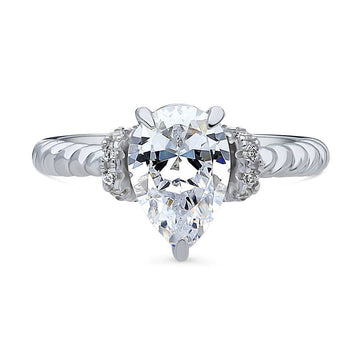 Woven Solitaire CZ Ring in Sterling Silver
