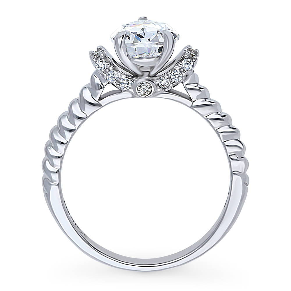 Alternate view of Woven Solitaire 1.8ct CZ Ring in Sterling Silver, 8 of 9