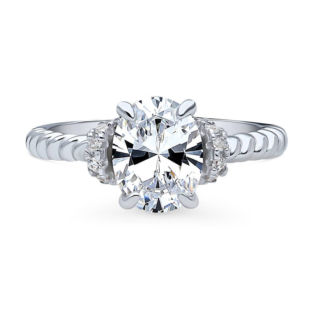 Woven Solitaire 1.8ct CZ Ring in Sterling Silver, 1 of 9