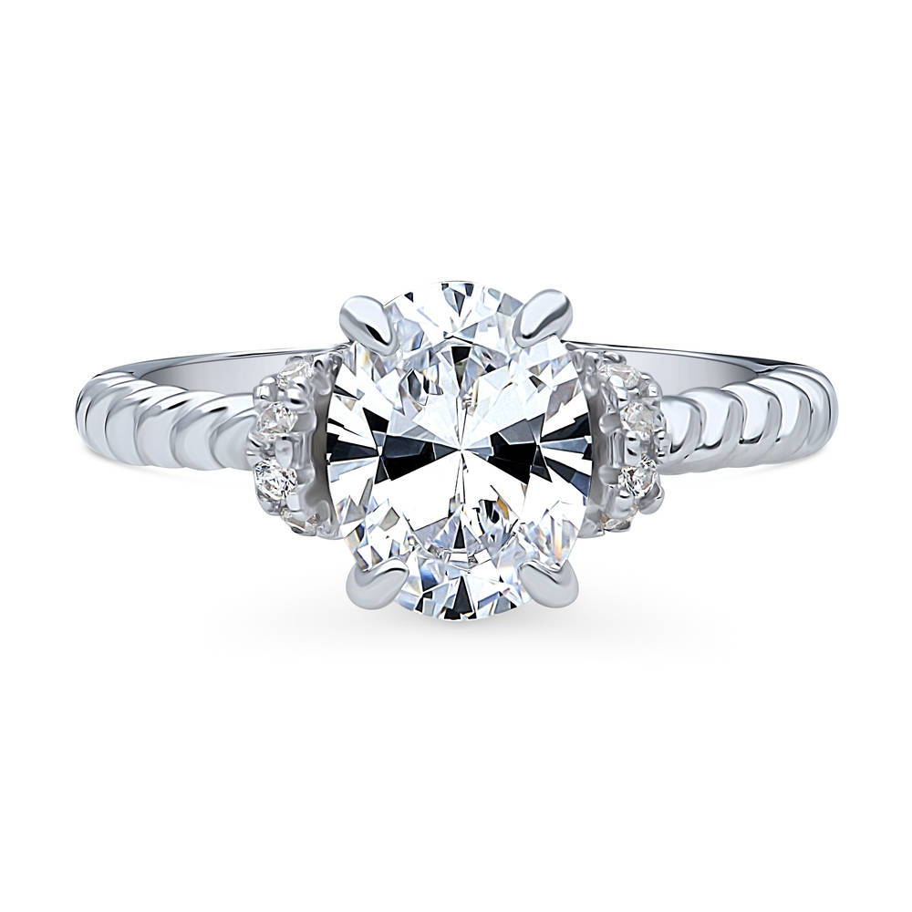 Woven Solitaire CZ Ring in Sterling Silver, 1 of 9