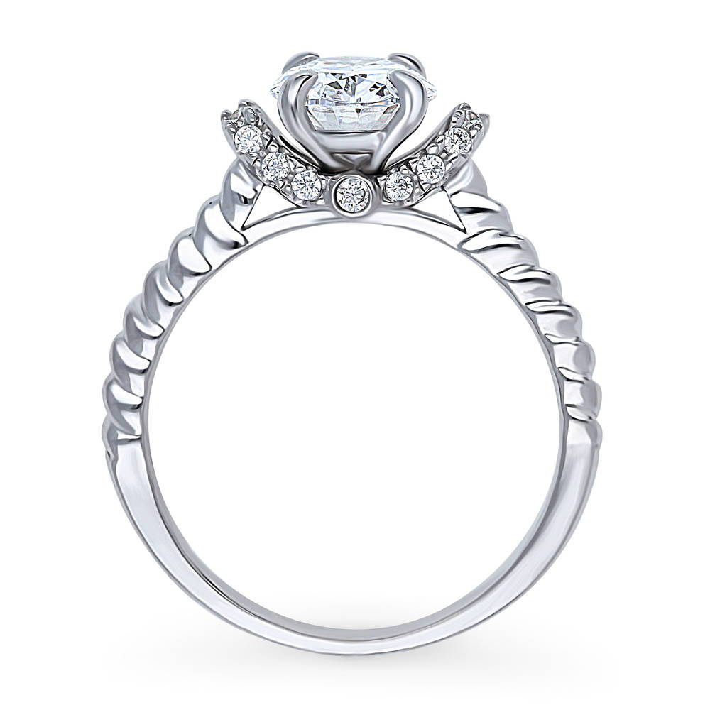Alternate view of Woven Solitaire CZ Ring in Sterling Silver, 8 of 9