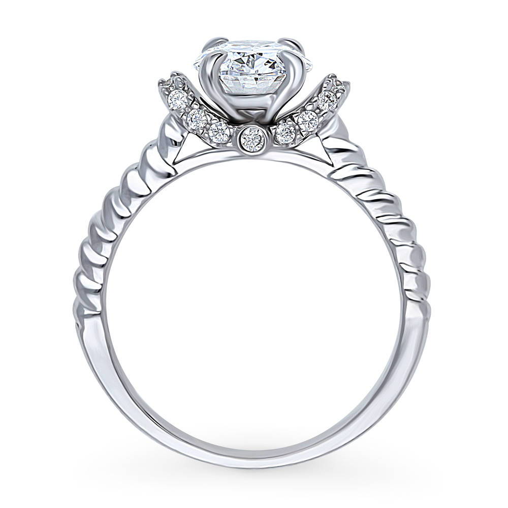 Alternate view of Woven Solitaire 1.8ct CZ Ring in Sterling Silver, 8 of 9