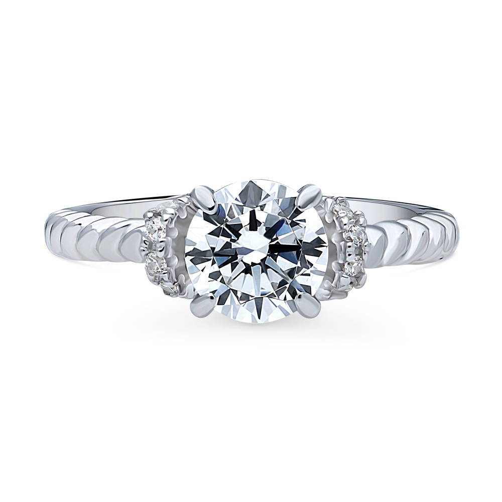 Woven Solitaire CZ Ring in Sterling Silver