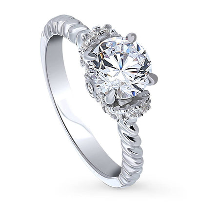 Woven Solitaire 1.25ct CZ Ring in Sterling Silver