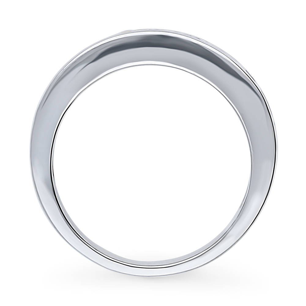 Alternate view of 5-Stone Channel Emerald Cut CZ Eternity Ring in Sterling Silver, 8 of 9