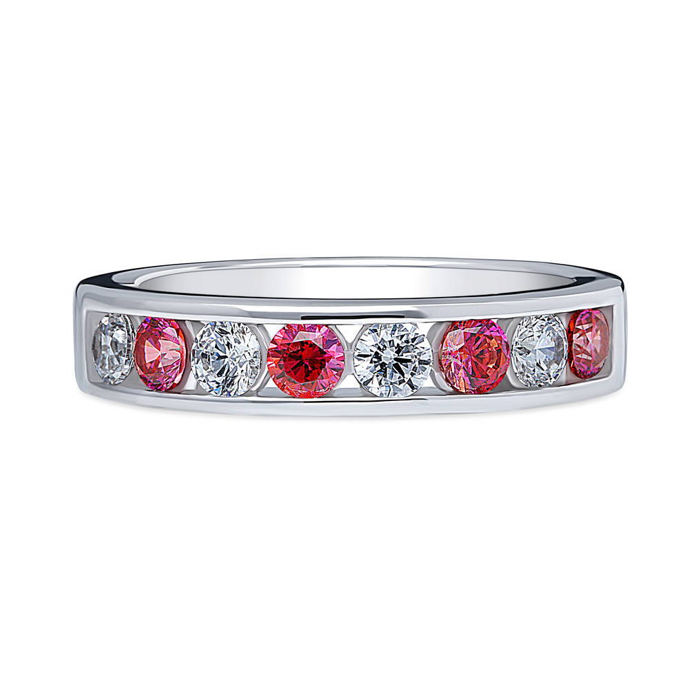 Red Channel CZ Eternity Ring in Sterling Silver, 1 of 9
