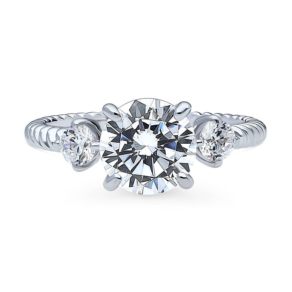 3-Stone Woven Round CZ Ring in Sterling Silver