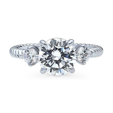 3-Stone Woven Round CZ Ring in Sterling Silver