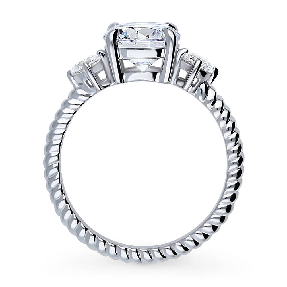Alternate view of 3-Stone Woven Round CZ Ring in Sterling Silver, 8 of 10
