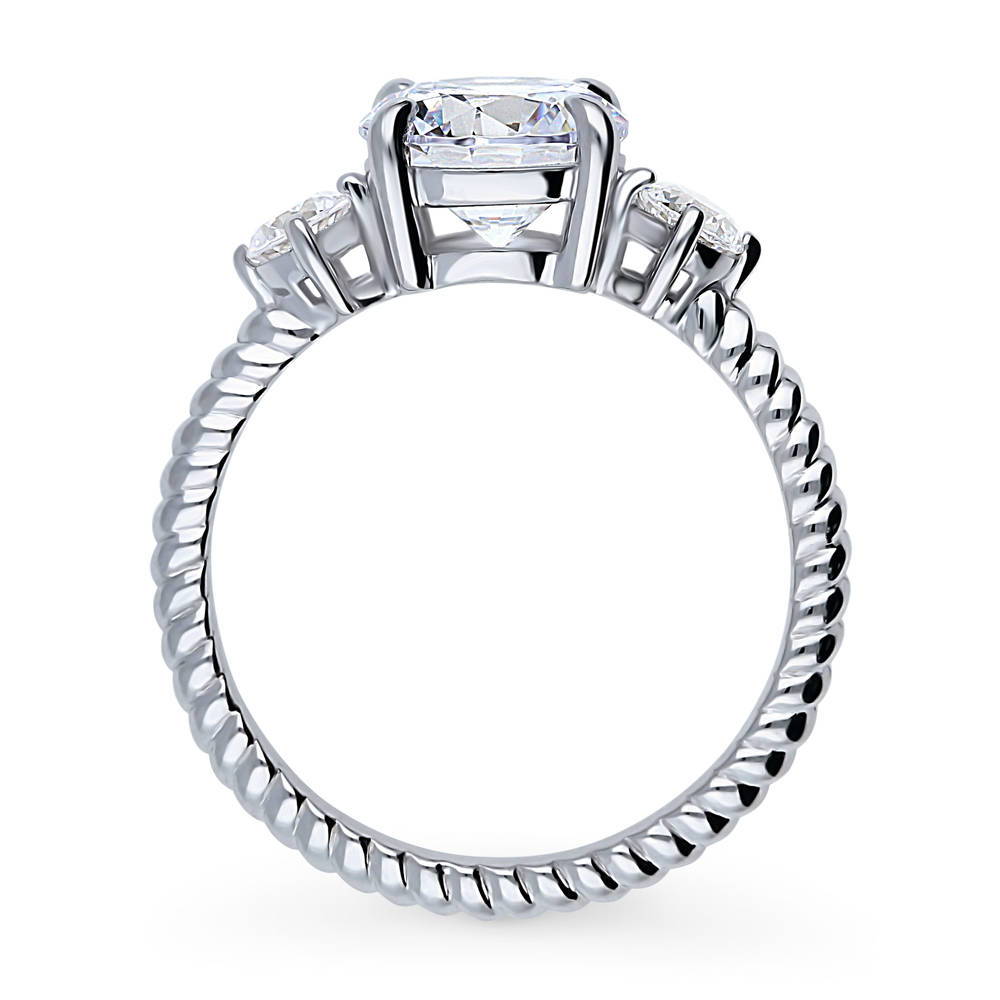 Alternate view of 3-Stone Woven 2ct CZ Ring in Sterling Silver, 8 of 10