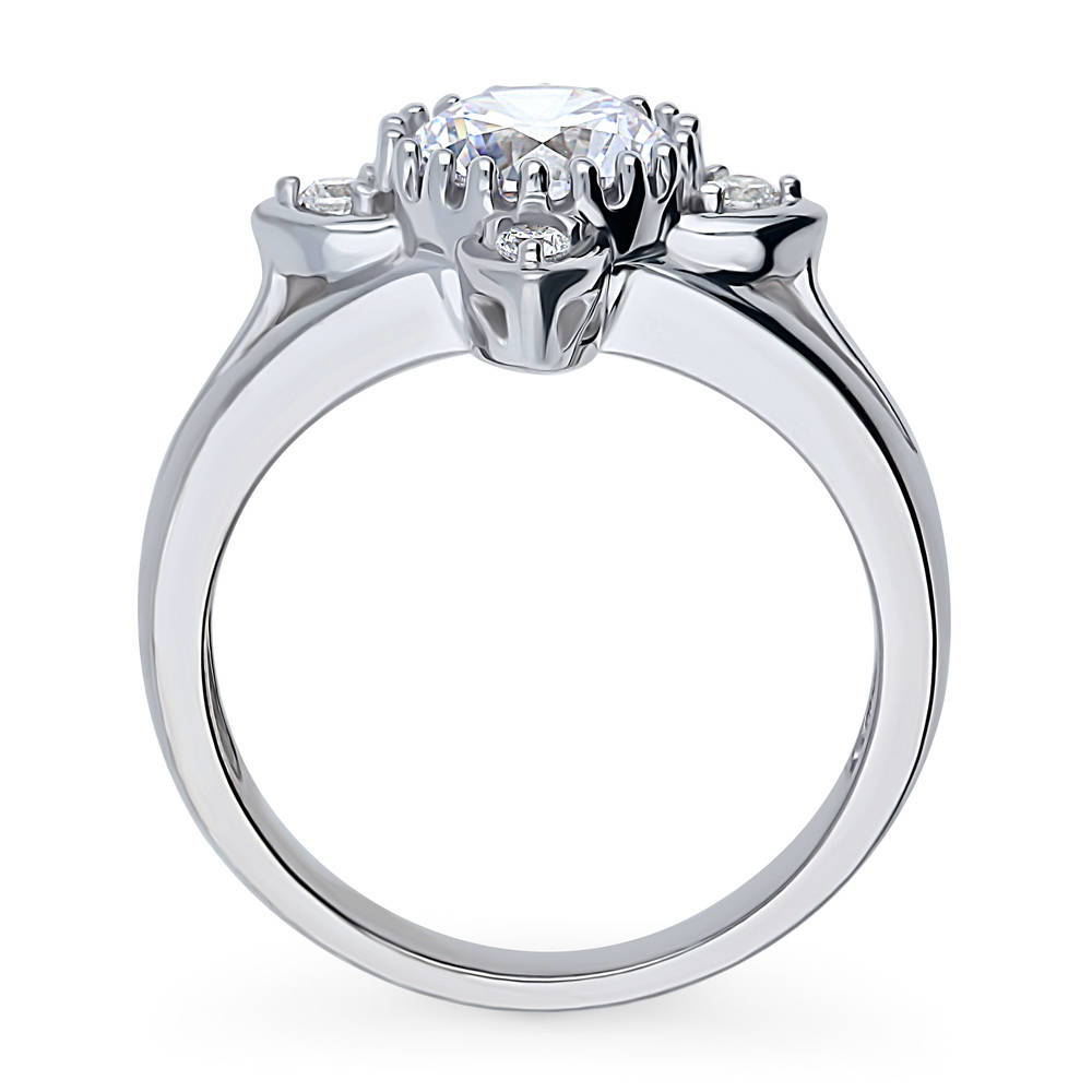 Alternate view of Flower CZ Ring in Sterling Silver, 8 of 9