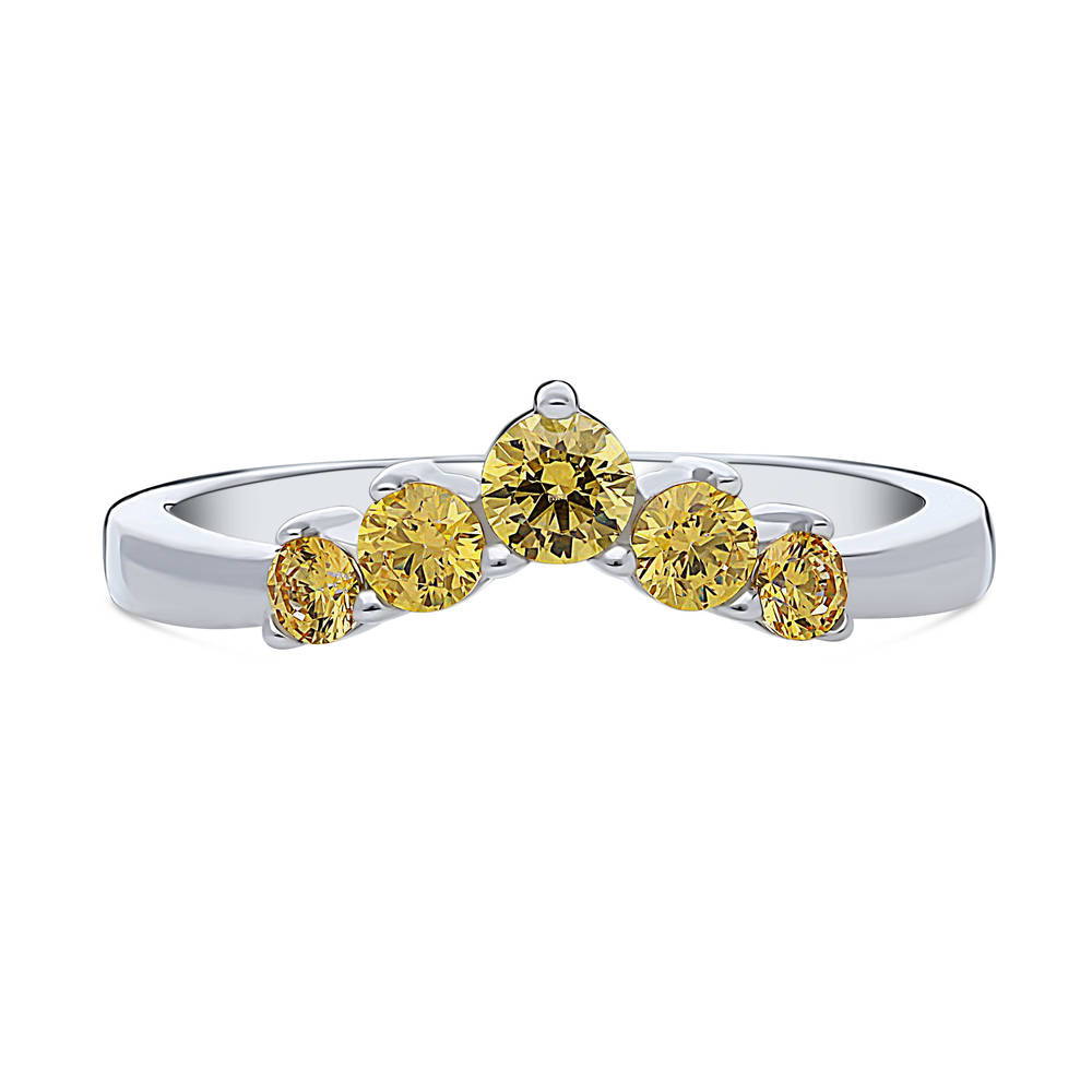 5-Stone Wishbone CZ Stackable Band in Sterling Silver, 1 of 9