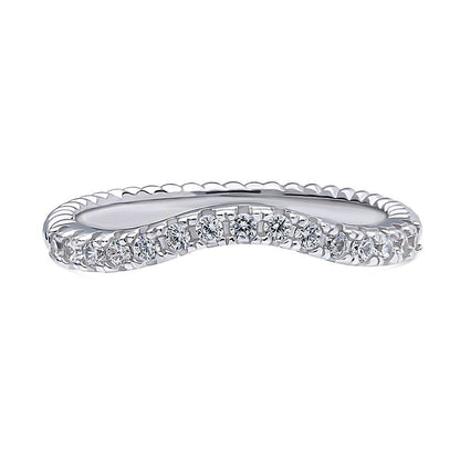 Woven Wishbone Chevron CZ Eternity Ring in Sterling Silver