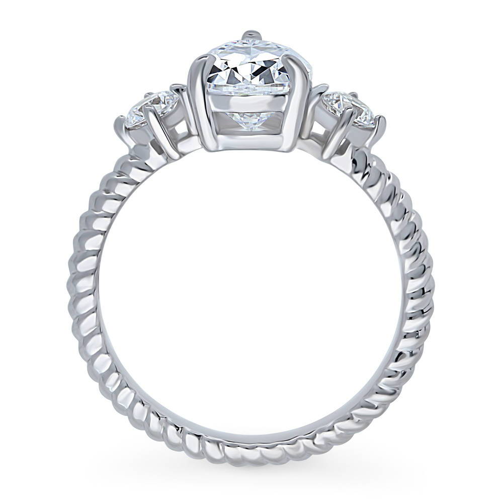 3-Stone Woven 1.8ct Pear CZ Ring in Sterling Silver