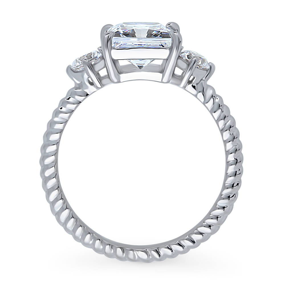 Alternate view of 3-Stone Woven 2ct Princess CZ Ring in Sterling Silver, 8 of 10