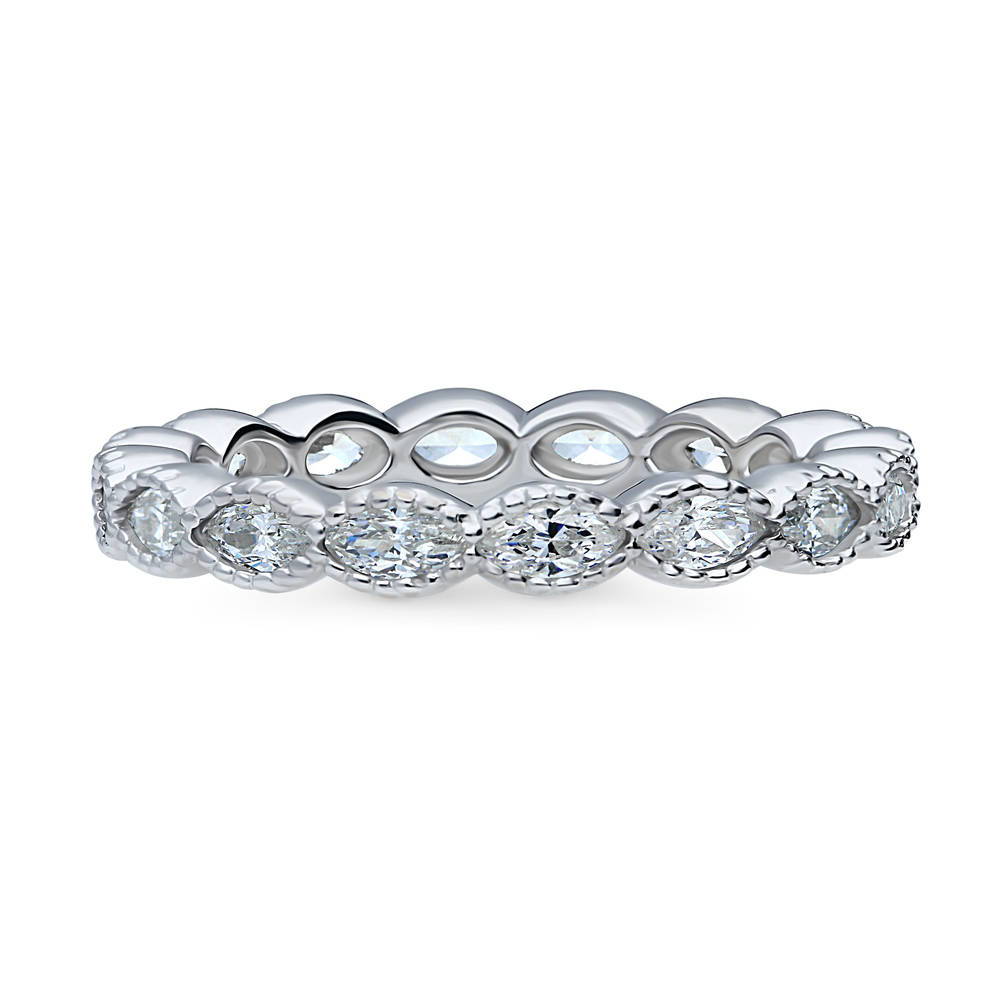 Bezel Marquise CZ Eternity Ring in Sterling Silver, 1 of 8
