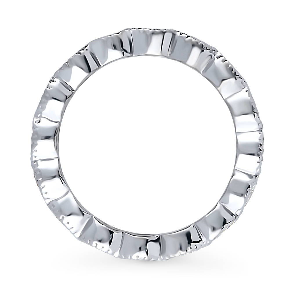 Angle view of Bezel Pear CZ Eternity Ring in Sterling Silver, 5 of 8
