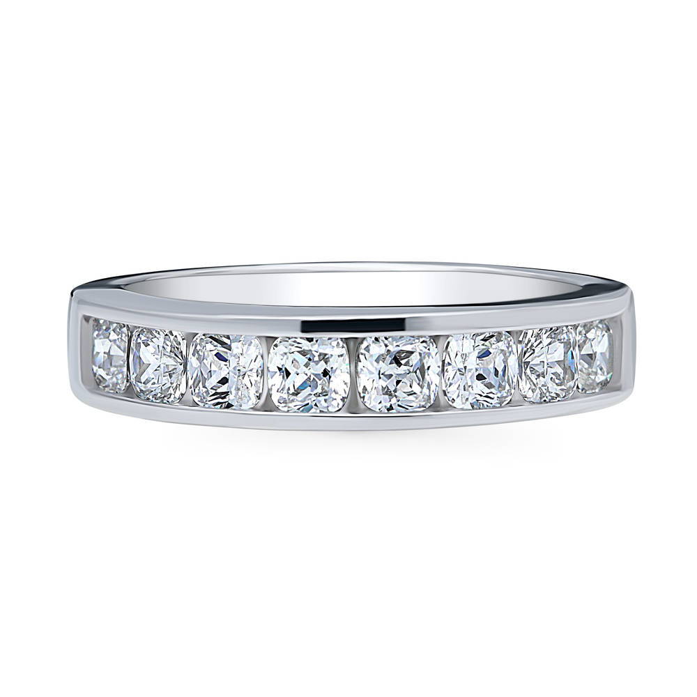Channel Cushion CZ Eternity Ring in Sterling Silver