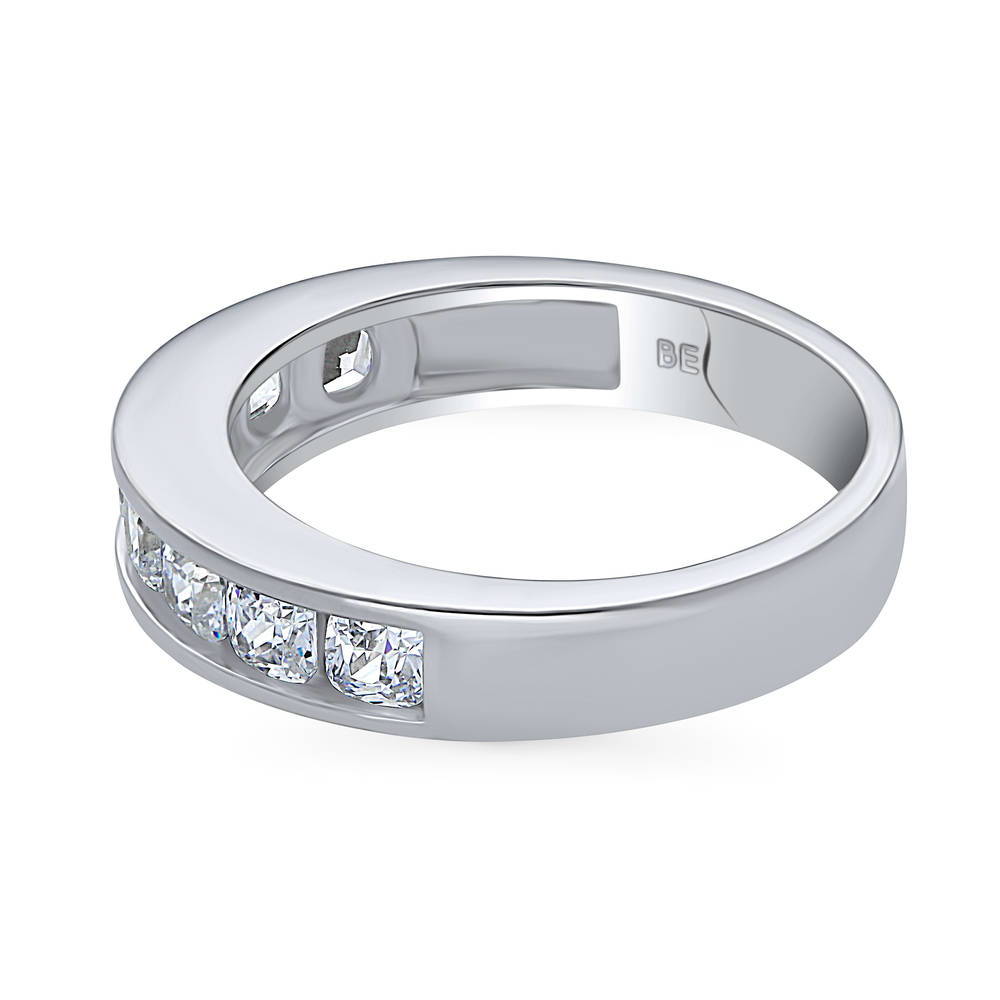 Angle view of Channel Cushion CZ Eternity Ring in Sterling Silver, 5 of 9