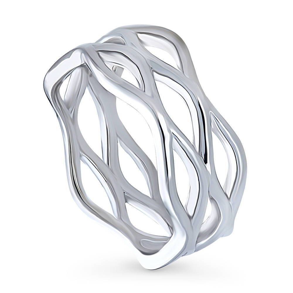 Front view of Woven Band in Sterling Silver, 3 of 8