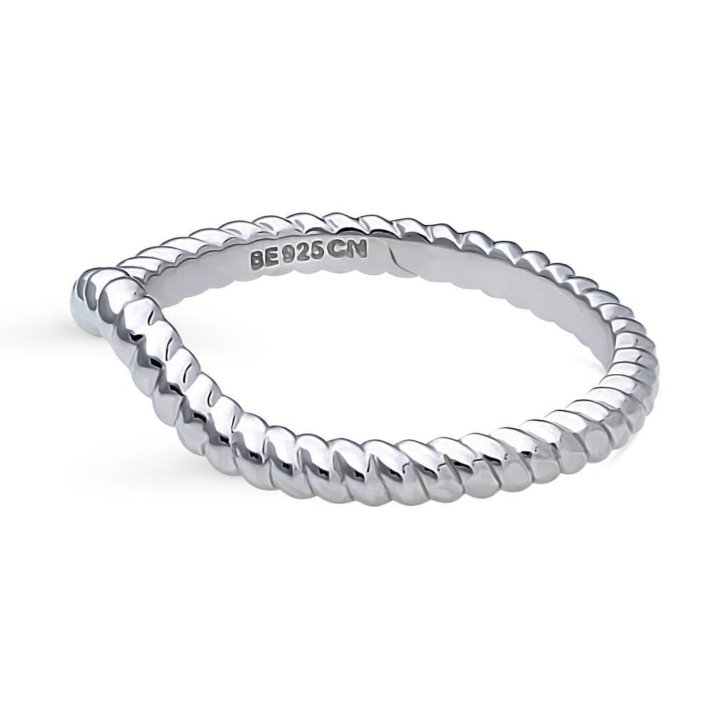 Woven Wishbone Curved Band in Sterling Silver