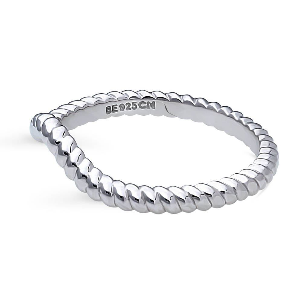 Angle view of Woven Wishbone Chevron Band in Sterling Silver, 5 of 9