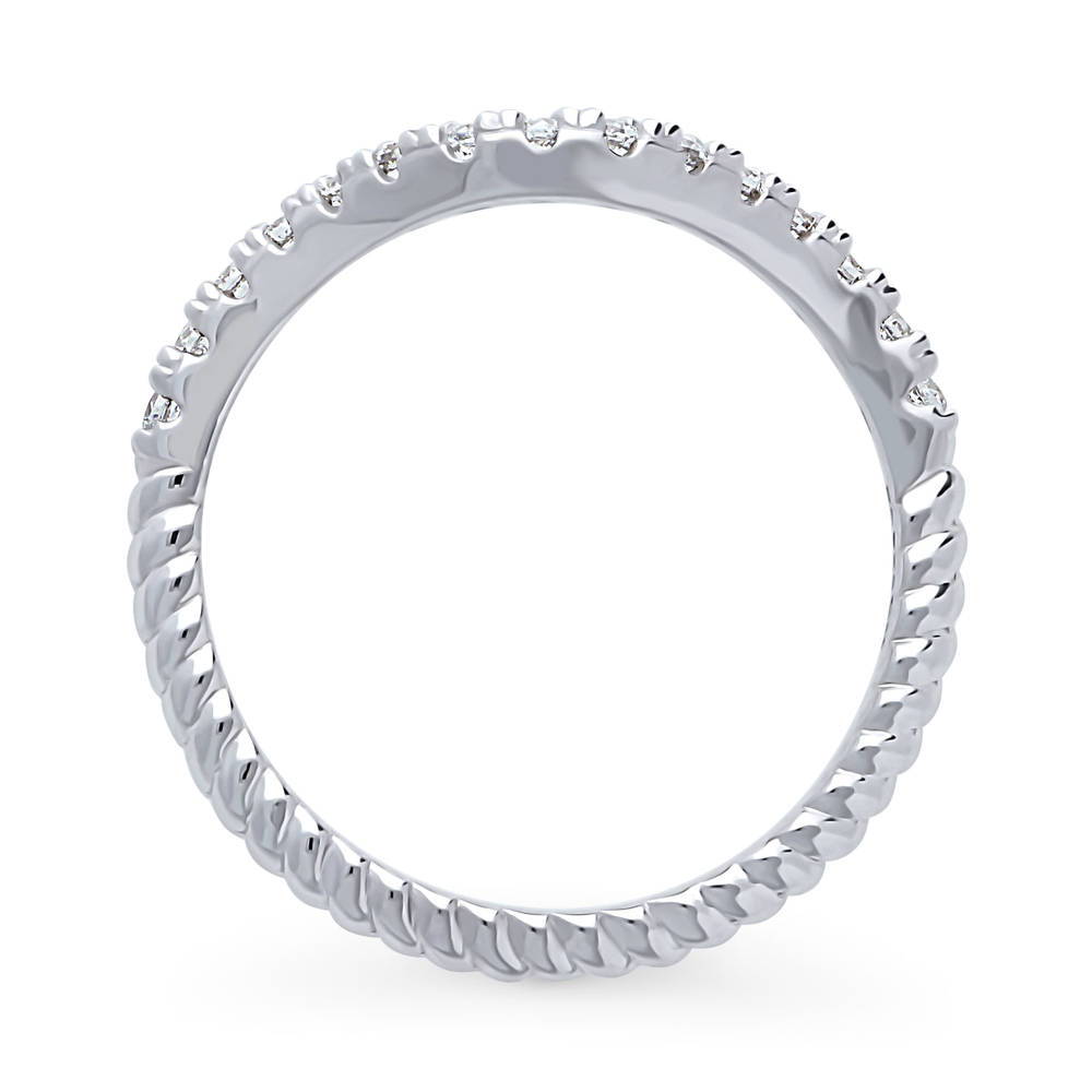 Alternate view of Woven Wishbone Chevron Pave CZ Eternity Ring in Sterling Silver, 8 of 9
