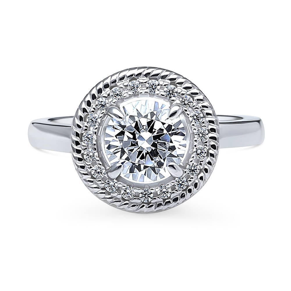 Halo Cable Round CZ Ring in Sterling Silver, 1 of 9