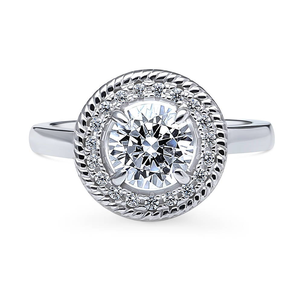 Halo Cable Art Deco CZ Ring in Sterling Silver, 1 of 9