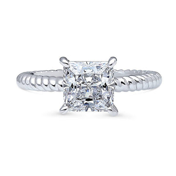 Woven Solitaire CZ Ring in Sterling Silver