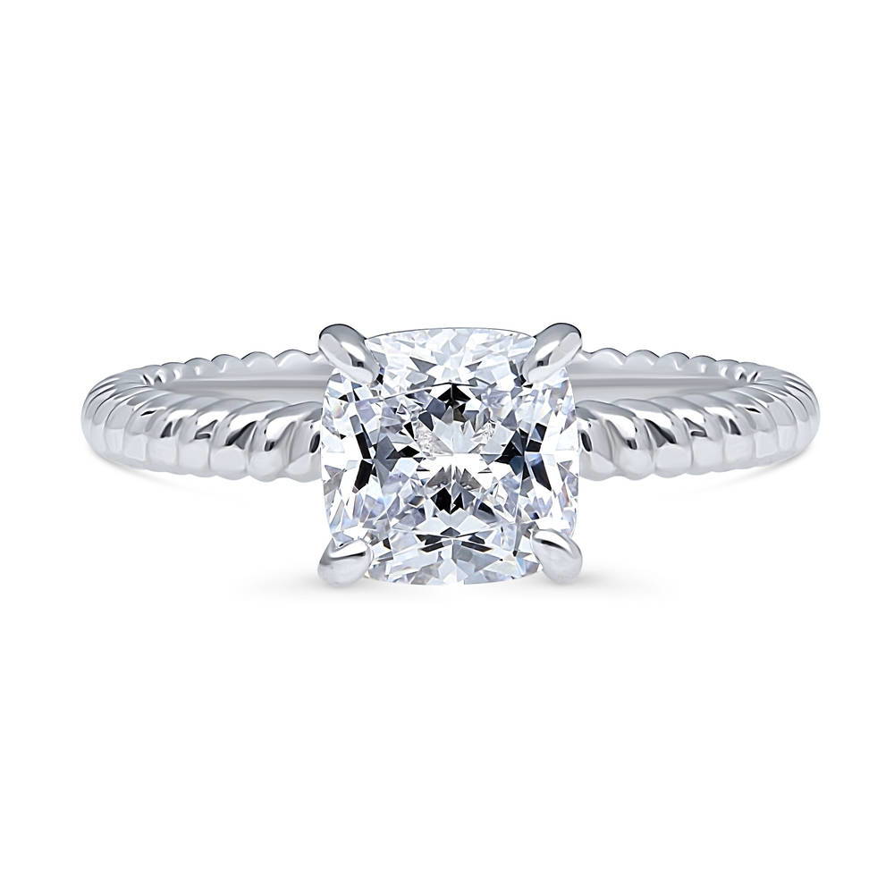 Woven Solitaire CZ Ring in Sterling Silver