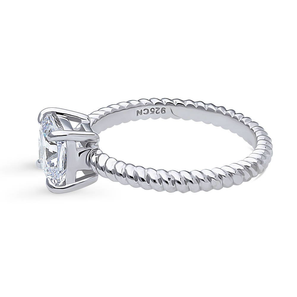 Angle view of Woven Solitaire CZ Ring in Sterling Silver, 5 of 8