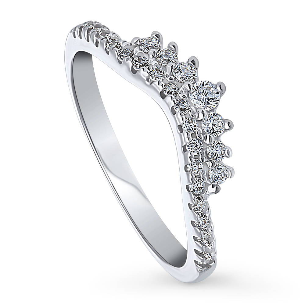 Front view of Wishbone CZ Eternity Ring in Sterling Silver, 4 of 9