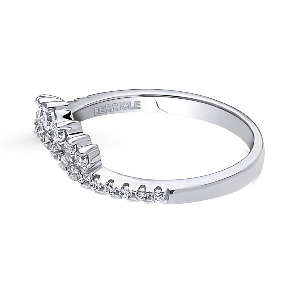 Angle view of Wishbone CZ Eternity Ring in Sterling Silver, 5 of 9