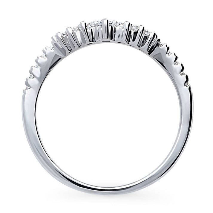 Silver Wishbone Cubic Zirconia Wedding Curved Eternity Ring #R1720-01 ...