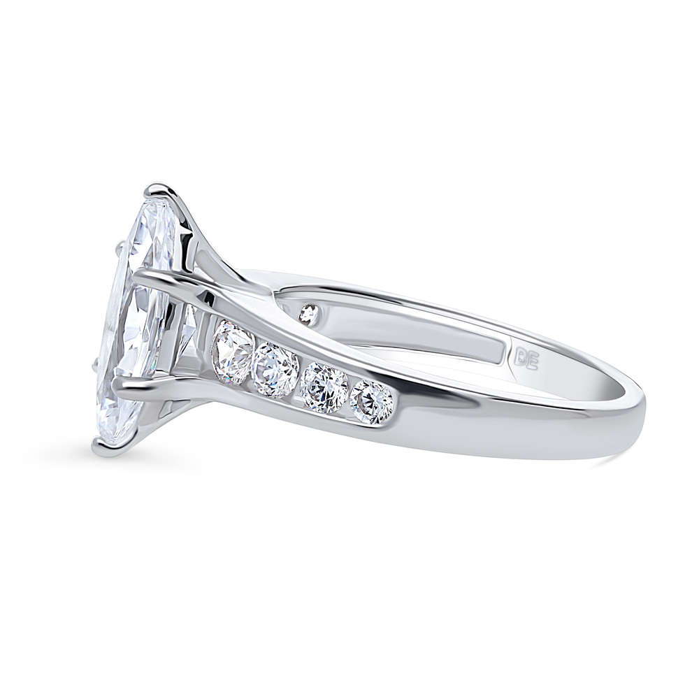 Angle view of Solitaire 1.6ct Marquise CZ Ring in Sterling Silver, 5 of 11