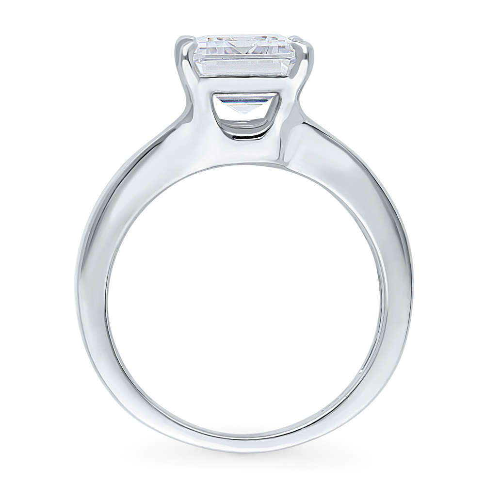 Solitaire 3.8ct Emerald Cut CZ Ring in Sterling Silver