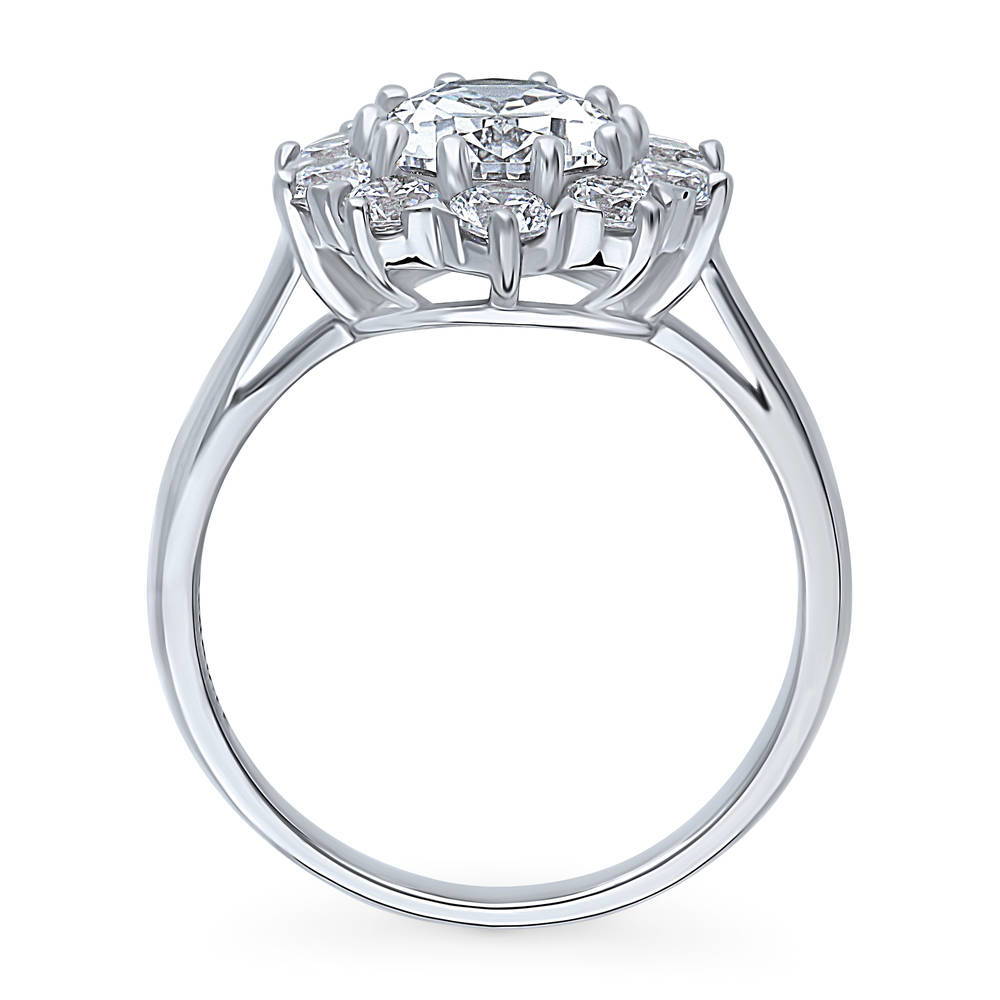 Alternate view of Flower Halo CZ Statement Ring in Sterling Silver, 8 of 9