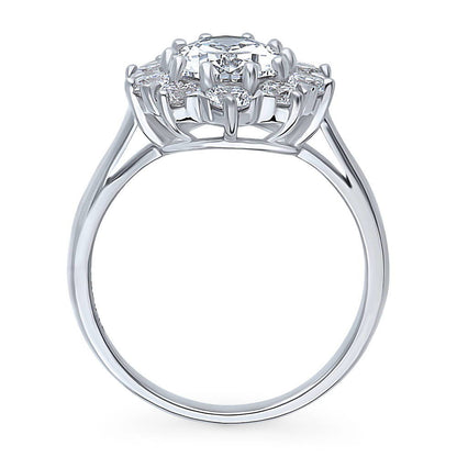 Flower Halo CZ Ring in Sterling Silver